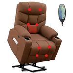 Giantex Recliner Chair, Electric Power Lift Recliner Sofa with Massage and Heat, Adjustable Backrest & Footrest, Remote Control, USB Port, Cup Holders, Storage Pockets, Single Sofa for Living Room