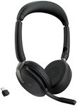 Jabra Evolve2 65 Flex - Stereo Bluetooth Headset with Wireless Charging Pad, Noise Cancelling Jabra ClearVoice Technology and Hybrid ANC - Certified for MS Teams - Black