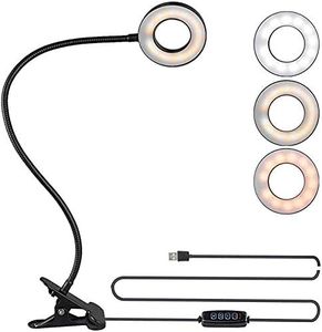 Teemyaa Clip On Ring Light for Video Conference Lighting, USB Laptop Light for Zoom Meeting, LED Desk Ring Light with Clamp for Computer Webcam, LED Reading Light with 3 Color 10 Dimming Level