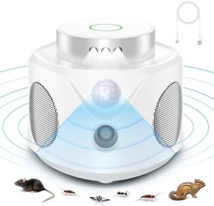 Ultrason Souris et Rats, Repulsif Souris Ultrasons 360° Anti Souris avec Lumière LED Appareil Ultrason pour Nuisible Rongeurs Plug in Répulsif Intérieur Dispositif Anti Nuisible Cafards pour Jardin