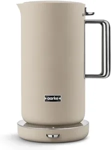 Aarke Stainless Steel Kettle - Perfect for Coffee and Tea Maker Enthusiasts, Non-Drip Spout, Double-Wall Construction, Dry Boil Protection, Heat-Safe Handle, LED Cool-Down Indicator, 1.2L (Sand)