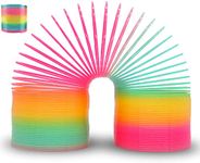 MEISO Rainbow Slinky Large Colorful Plastic Coil Toy 3.34 inch Rainbow Magic Spring Toy Can Elongate Stocking,for Stuffers Kids Gift, Party, Toy Party
