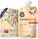 Cerebelly Organic Carrot Rosemary & Beef Bone Broth Puree | 6+ Stage 1 2 Months Baby Food Pouches | Non-GMO, Tested for Heavy Metals | Protein, Healthy Fats, 16 Nutrients | 4 Oz Pouch (12 Pack)