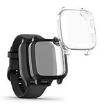 kwmobile Case Compatible with Garmin Venu Sq Music/Sq Case - 2x TPU Silicone Fitness Tracker Cover - Transparent/Black
