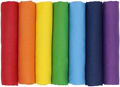 aufodara 7 Pieces 17.7" x 19.5" (45cm x 50cm) Solid Colors Cotton Craft Fabric Bundle Precut Rainbow Patchwork for DIY Sewing Quilting Crafting Artcraft (Rainbow)