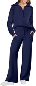 ANRABESS Women 2 Piece Outfits Sweatsuit Oversized Sweatshirt Sweatpants Tracksuit Sweat Lounge Matching Set 2024 Fall Trendy Navy Blue XX-Large