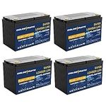 GOLDENMATE 12V 100Ah LiFePO4 Lithium Battery (4-Pack), Up to 15000+ Deep Cycle Rechargeable Batteries, Built-in 100A BMS, Perfect for RV, Solar, Power Wheels, Fish Finder, and Off Grid Applications