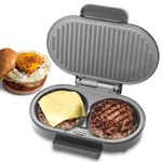 FineMade Double Mini Grill Maker, Breakfast Sandwich Maker, Burger Press Patty Maker, Panini Press Grill, Small Electric Grill, Ideal for Making Breakfast, Lunch and Snacks