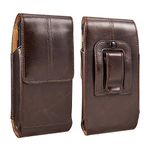 iPhone 8 Plus Pouch Belt Clip Case, kiwitatá Vertical Genuine Leather Holster Carrying Case Crazy Horse with Belt Clip for iPhone 6 Plus 8 Plus(5.5 Inch Brown)