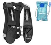 Tribalway Running Vest with 1.5L Water Bladder – Lightweight Hydration Backpack for Men & Women, Breathable Design with Reflective Strips, Phone & Bottle Holder – Black