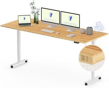 FLEXISPOT E6 Bamboo Dual Motor 3 Stages Standing Desk 200x75 CM Whole-Piece Board Electric Height Adjustable Desk Stand Up Desk Large Load Capacity(White Frame + Bamboo Desktop)