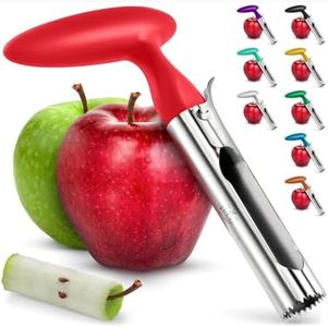 Zulay Kitchen Premium Apple Corer Tool - Ultra Sharp, Stainless Steel, Serrated Blades for Easy Coring - Easy to Use & Clean, Durable Apple Corer Remover for Baking Apples & More - Red