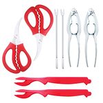 Luckkyme Seafood Tools, Lobster Crab Crackers Lobster Shellers Seafood Forks Seafood Forks(8 Pieces, red)