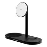 DailyObjects Surge™ Max 3-in-1 Magnetic Wireless Charging Station - 30W | Compatible wit iPhone 12 and Above & All Qi Enabled Phones, Earbuds, Smartwatches | Fast Charging | USB Type C Port - Grey