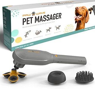 PAW WAVE PERK Percussion Pet Massager for Dogs and Cats with 3D Flex, Cupping and Vibration Brush Tips designed to help relieve tight muscles, improve circulation, reduce tensions