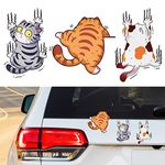 URAQT Scratch Cat Vinyl Car Sticker, 3D Cartoon Animal Cat Kitten Sticker, Funny Car Window Sticker, Waterproof PVC Cat Sticker, Car Bumper Decal for Auto, Truck, Laptop, Wall, Window