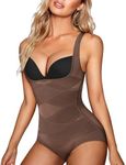 REYEOGO Shapewear Bodysuit for Women Tummy Control Butt Lifter Panty Hi-Waist Trainer Stomach Body Shaper Slimming Girdles(Chocolate Brown,3X-Large)