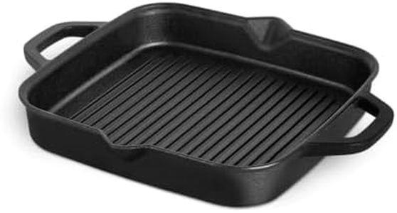 BURNHARD Padella Grill in Ghisa 30 cm - Bistecchiera Versatile - Piastra Ghisa Barbecue