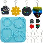 Epoxy Resin Moulds Holographic Silicone Moulds for Resin Keyring Making Kit Craft Keychain Resin Mold with 10 Key Ring Chain Hand Casting DIY Gift Artwork Decoration