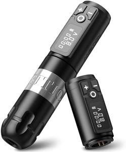 Ambition Soldier Rotary Battery Pen with Extra Battery Tattoo Cartridge Machine 2400mAh Wireless Power Japan Coreless Motor Digital LED Display Tattoo Equipment Supply for Professional Tattoo Artists