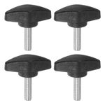 sourcing map 4pcs Tee Wing Knobs Thumb Screws M6 x 20mm Standard Male Thread Plastic T Knobs Handles Hand Clamping Knobs Grip Thumbscrew, Black