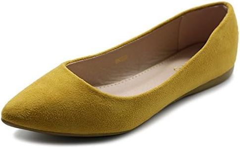 Ollio Women's Ballet Comfort Light Faux Suede Multi Color Shoe Flat ZM1038(8.5 B(M) US, Mustard)