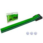 Locisne Training Putter Rod Pusher Set Return Indoor Automatic Golf Hazard Mat Putt,Mini Training Golf Trainer Putting Green with Return Plate-11.81"*118.11"+6 Golf Balls