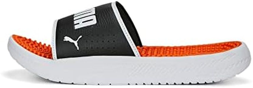 PUMA Men's Softride Slide Massage Sandal, Puma Black Puma White Cayenne Pepper, 13 US