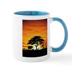 CafePress Wild Animals On African Savannah Sunset Mug 11 oz (325 ml) Ceramic Coffee Mug