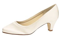 Rainbow Club Bridal Shoes Megan - Ladies' Pumps, Ivory/Cream, Comfortably Padded, Simple, Funnel Heel, Satin, Size 37 EU (UK 4)