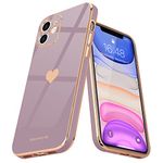 Teageo for iPhone 11 Case Cute Heart Pattern for Women Girls Slim Luxury Bling Plating Soft TPU Anti-Scratch Shockproof Bumper Phone Case for iPhone 11, Lavender