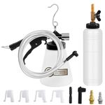 JIFETOR Pneumatic Vacuum Brake and Clutch Fluid Bleeder Tool Kit, Car Truck Motorcycle Brake Oil Change Set with Extractor and Refill Bottle, 4 Master Cylinder Adapters, 2 Air Quick Plugs