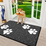 Vaukki Indoor Doormat Entryway Door Mat, Non Slip Absorbent Mud Trapper Mats, Low-Profile Inside Floor Mats, Soft Washable Small Mats Door Carpet for Entryway (Black, 20''x32'')