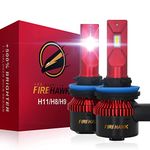 Firehawk 2024 New H11/H8/H9/H16 LED Headlight Bulbs 25000LM Japanese Chips, 500% Brighter, 6000K Cool White, All-in-One Wireless Halogen Replacement Conversion Kit, Pack of 2