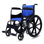 Everactiv by HCAH Everyday Economy Foldable Wheelchair with Safety Seat belt & Extra Soft Cushions, Weight Bearing Capacity 120 kg, Sturdy Frame and Easy Foldable Mechanism | Blue Color