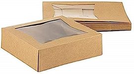 Juvale Kraft Paperboard Popup Window Box - Pack of 10 Brown Kraft Paperboard Pop-Up Window Box, Pastry & Cake Bakery Boxes with Plastic Window, 8 x 8 x 2.5 inches