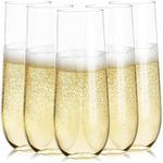 24 Plastic Champagne Flutes Disposable (Heavy Duty) | Clear Plastic Champagne Glasses for Parties | Clear Plastic Cups | Plastic Toasting Glasses | Mimosa Glasses | New Years Eve Party Supplies 2023