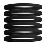 Elastic Sports Headbands, Elastic Thin Head Bands Sports Headband Black Silicone Grip Hair Band for Running Football 6 Pcs