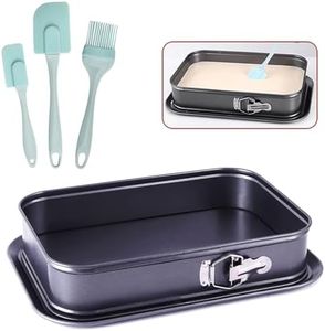 MESHKA Large Springform Cake Pan, 14 x 11-Inch Rectangle Cheesecake Pan with 3Pcs Spatula Set，Leakproof Removable, Removable Bottom Black.
