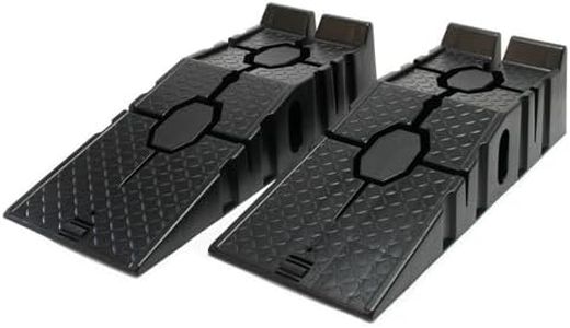 CNCYEAH Lot de 2 rampes d'accès, rampes de seuil, plate-forme élévatrice en polypropylène, noir, 90 x 33 x 22 cm, jusqu'à 2,5 tonnes