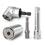 Hi-Spec 4pc Universal Socket & Adaptor Tool Set. A Handy Man’s DIY Wrench Gadget. Fits All Popular Sizes 7 to 19mm