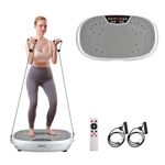 EILISON 3D Vibration Plate Exercise Machine - Whole Body Workout Vibration Fitness Platform w/Loop Bands - Home Equipment for Recovery, Wellness, Weight Loss (Silver-521)