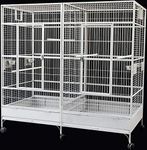 Large Double Macaw Parrot Cockatoo Bird Breeder Pet Cage w/Divider Black Vein (White Vein)