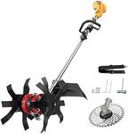 Cordless 2-in-1 Tiller Cultivator & Weed Wacker Compatible with Dewalt 20V Battery (Tool Only), 500RPM Electric Garden Tiller String Trimmer, 9" Tilling Width 9.4" Depth for Soil Lawn Cultivation