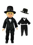 American Fashion Boy’s Black Tuxedo with Hat Made for 18 inch Dolls Compatible with American Girl Dolls