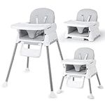 Bellababy Foldable High Chair, Adjustable Convertible 3 in 1 Baby Highchair, Booster seat, Toddler Chair Compact/Light Weight/Portable/Easy to Clean