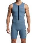 WIXEN Men’s Triathlon Suit – Sleeveless Aero Trisuit with 3D Chamois Pad, Quick Dry Compression One Piece for Swim Bike Run