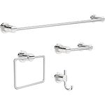DELTA Faucet NIC64-PC Nicoli 4-Piece Bath Hardware Set 18 to 24 in. Towel Bar, Toilet Paper Holder, Towel Ring, Towel Hook in Polished Chrome