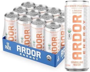 ARDOR ENERGY Sparkling Water White Peach 12 pack with 100mg Organic Caffeine from Green Tea & 200mg Organic L-Theanine (Focus & Calm). No Sugar. No Calories. Vegan. Gluten Free.