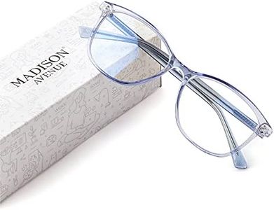 Madison Avenue Lunettes anti-lumière bleue anti-fatigue oculaire – Lunettes anti-lumière bleue pour femme – Lunettes de jeu sur ordinateur – Pour télévision, téléphone, ordinateur (bleu clair)